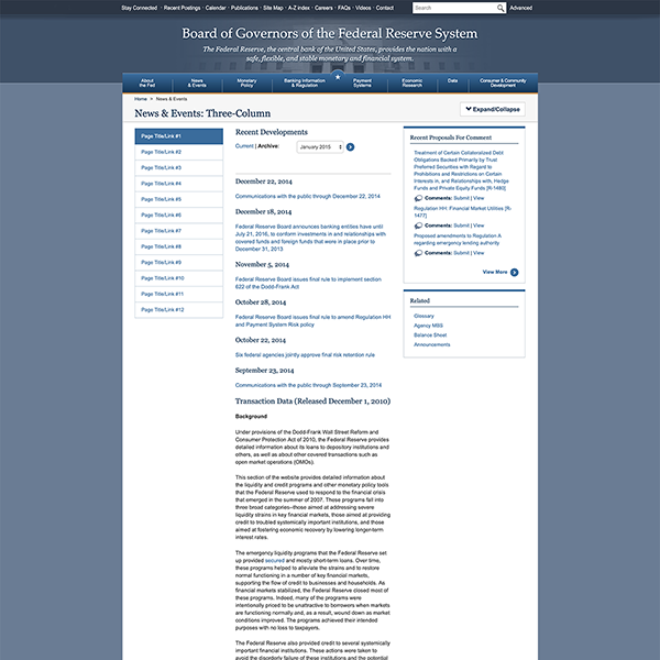 Federal Reserve News & Events - 2 Column