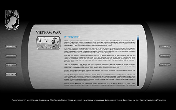 POW/MIA Exhibit Touchscreen Kiosk
