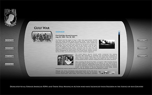 POW/MIA Exhibit Touchscreen Kiosk