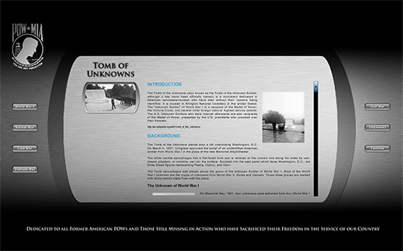 POW/MIA Exhibit Touchscreen Kiosk