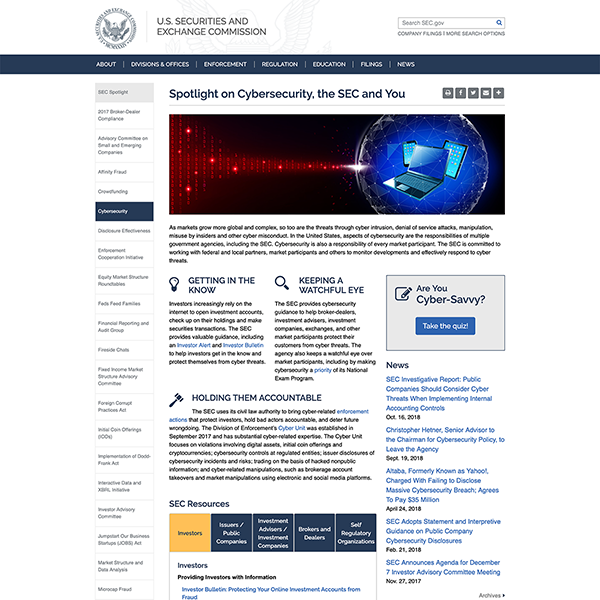 SEC.gov Spotlight on Cybersecurity
