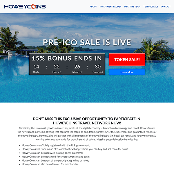 Howeycoins ICO Page