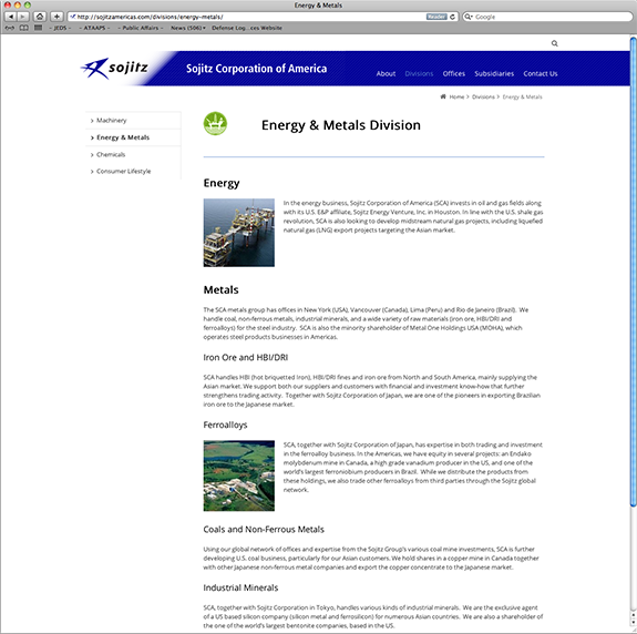 Sojitz Corporation of America Website Sojitz Corporation of America Website